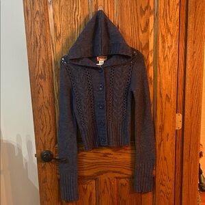 Mudd Women's Blue Knit Hooded Cardigan